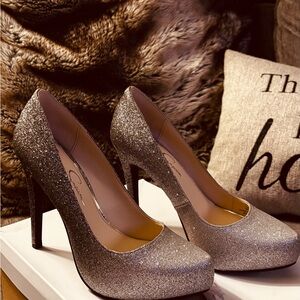 Jessica Simpson Silver Glitter Heels